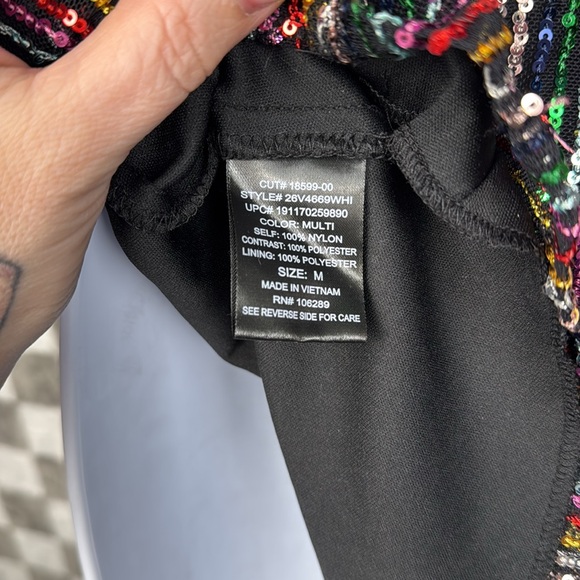 Rainbow sequin dress formal cocktail dress Three pink hearts m adjustable strap - Picture 8 of 13